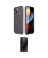 ieg™ iPhone 14 Kılıf Eksen Form Prime - Siyah 3D Antistatik Hayalet Cam Ekran Koruyucu