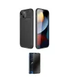 ieg™ iPhone 14 Kılıf Eksen Form Prime - Siyah 3D Antistatik Hayalet Cam Ekran Koruyucu