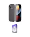 ieg™ iPhone 14 Kılıf Eksen Form Prime - Siyah Bilvis 5in1 3D Magic Cam Ekran Koruyucu