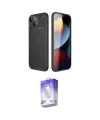 ieg™ iPhone 14 Kılıf Eksen Form Prime - Siyah Bilvis 5in1 3D Magic Cam Ekran Koruyucu