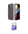 ieg™ iPhone 14 Kılıf Eksen Form Prime - Siyah Bilvis 5in1 5D Magic Hayalet Cam Ekran Koruyucu