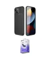 ieg™ iPhone 14 Kılıf Eksen Form Prime - Siyah Bilvis 5in1 5D Magic Hayalet Cam Ekran Koruyucu