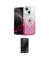 ieg™ iPhone 14 Kılıf Eksen Minimal Özel Seri - Siyah 3D Antistatik Hayalet Cam Ekran Koruyucu