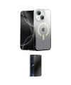 ieg™ iPhone 14 Kılıf Eksen Minimal Özel Seri - Siyah 3D Antistatik Hayalet Cam Ekran Koruyucu