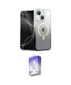 ieg™ iPhone 14 Kılıf Eksen Minimal Özel Seri - Siyah Bilvis 5in1 3D Magic Cam Ekran Koruyucu