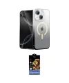 ieg™ iPhone 14 Kılıf Eksen Minimal Özel Seri - Siyah Buffer Hayalet Cam Ekran Koruyucu