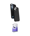 ieg™ iPhone 14 Kılıf İz Işık Koleksiyonu - Siyah Bilvis 5in1 5D Magic Hayalet Cam Ekran Koruyucu