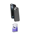 ieg™ iPhone 14 Kılıf İz Işık Koleksiyonu - Siyah Bilvis 5in1 5D Magic Hayalet Cam Ekran Koruyucu