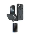 ieg™ iPhone 14 Kılıf İz Modern Prime - Siyah 3D Antistatik Hayalet Cam Ekran Koruyucu