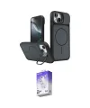 ieg™ iPhone 14 Kılıf İz Modern Prime - Siyah Bilvis 5in1 3D Magic Cam Ekran Koruyucu