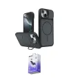 ieg™ iPhone 14 Kılıf İz Modern Prime - Siyah Bilvis 5in1 5D Magic Hayalet Cam Ekran Koruyucu