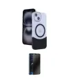 ieg™ iPhone 14 Kılıf Kozmos Form Özel Seri - Siyah 3D Antistatik Hayalet Cam Ekran Koruyucu