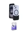 ieg™ iPhone 14 Kılıf Kozmos Form Özel Seri - Siyah Bilvis 5in1 5D Magic Hayalet Cam Ekran Koruyucu