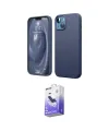 ieg™ iPhone 14 Kılıf Kozmos Yansıma Özel Seri - Siyah Bilvis 5in1 5D Magic Hayalet Cam Ekran Koruyucu