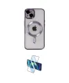 ieg™ iPhone 14 Kılıf Nova Işık Özel Seri - Siyah 3D Antistatik Cam Ekran Koruyucu