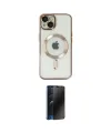 ieg™ iPhone 14 Kılıf Nova Işık Özel Seri - Siyah 3D Antistatik Hayalet Cam Ekran Koruyucu