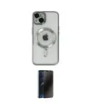 ieg™ iPhone 14 Kılıf Nova Işık Özel Seri - Siyah 3D Antistatik Hayalet Cam Ekran Koruyucu