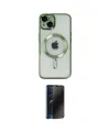ieg™ iPhone 14 Kılıf Nova Işık Özel Seri - Siyah 3D Antistatik Hayalet Cam Ekran Koruyucu