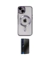 ieg™ iPhone 14 Kılıf Nova Işık Özel Seri - Siyah 3D Antistatik Hayalet Cam Ekran Koruyucu