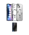 ieg™ iPhone 14 Kılıf Nova Işık Özel Seri - Siyah 3D Antistatik Hayalet Cam Ekran Koruyucu
