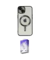 ieg™ iPhone 14 Kılıf Nova Işık Özel Seri - Siyah Bilvis 5in1 3D Magic Cam Ekran Koruyucu