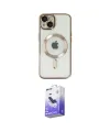 ieg™ iPhone 14 Kılıf Nova Işık Özel Seri - Siyah Bilvis 5in1 5D Magic Hayalet Cam Ekran Koruyucu