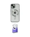ieg™ iPhone 14 Kılıf Nova Işık Özel Seri - Siyah Bilvis 5in1 5D Magic Hayalet Cam Ekran Koruyucu