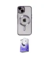 ieg™ iPhone 14 Kılıf Nova Işık Özel Seri - Siyah Bilvis 5in1 5D Magic Hayalet Cam Ekran Koruyucu