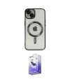 ieg™ iPhone 14 Kılıf Nova Işık Özel Seri - Siyah Bilvis 5in1 5D Magic Hayalet Cam Ekran Koruyucu