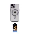 ieg™ iPhone 14 Kılıf Nova Işık Özel Seri - Siyah Buffer Hayalet Cam Ekran Koruyucu