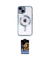 ieg™ iPhone 14 Kılıf Nova Işık Özel Seri - Siyah Buffer Hayalet Cam Ekran Koruyucu