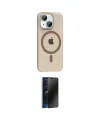 ieg™ iPhone 14 Kılıf Pusula Form Özel Seri - Siyah 3D Antistatik Hayalet Cam Ekran Koruyucu