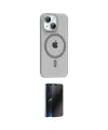 ieg™ iPhone 14 Kılıf Pusula Form Özel Seri - Siyah 3D Antistatik Hayalet Cam Ekran Koruyucu