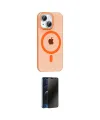 ieg™ iPhone 14 Kılıf Pusula Form Özel Seri - Siyah 3D Antistatik Hayalet Cam Ekran Koruyucu
