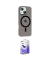 ieg™ iPhone 14 Kılıf Pusula Form Özel Seri - Siyah Bilvis 5in1 5D Magic Hayalet Cam Ekran Koruyucu