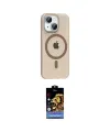 ieg™ iPhone 14 Kılıf Pusula Form Özel Seri - Siyah Buffer Hayalet Cam Ekran Koruyucu