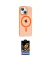 ieg™ iPhone 14 Kılıf Pusula Form Özel Seri - Siyah Buffer Hayalet Cam Ekran Koruyucu