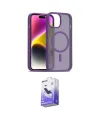 ieg™ iPhone 14 Kılıf Siluet Minimal Prime - Siyah Bilvis 5in1 5D Magic Hayalet Cam Ekran Koruyucu