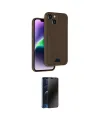 ieg™ iPhone 14 Kılıf Vadi Çizgi Prime - Siyah 3D Antistatik Hayalet Cam Ekran Koruyucu