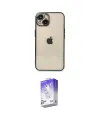 ieg™ iPhone 14 Kılıf Vadi Minimal - Siyah Bilvis 5in1 3D Magic Cam Ekran Koruyucu