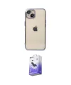 ieg™ iPhone 14 Kılıf Vadi Minimal - Siyah Bilvis 5in1 5D Magic Hayalet Cam Ekran Koruyucu