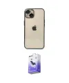 ieg™ iPhone 14 Kılıf Vadi Minimal - Siyah Bilvis 5in1 5D Magic Hayalet Cam Ekran Koruyucu