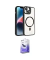 ieg™ iPhone 14 Kılıf Yadigar Asil Koleksiyonu - Siyah Bilvis 5in1 5D Magic Hayalet Cam Ekran Koruyucu