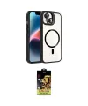 ieg™ iPhone 14 Kılıf Yadigar Asil Koleksiyonu - Siyah Buffer Cam Ekran Koruyucu