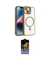 ieg™ iPhone 14 Kılıf Yadigar Asil Koleksiyonu - Siyah Buffer Hayalet Cam Ekran Koruyucu