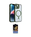ieg™ iPhone 14 Kılıf Yadigar Asil Koleksiyonu - Siyah Buffer Hayalet Cam Ekran Koruyucu