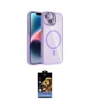 ieg™ iPhone 14 Kılıf Yadigar Asil Koleksiyonu - Siyah Buffer Hayalet Cam Ekran Koruyucu