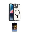 ieg™ iPhone 14 Kılıf Yadigar Asil Koleksiyonu - Siyah Buffer Hayalet Cam Ekran Koruyucu