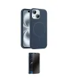 ieg™ iPhone 14 Kılıf Yankı Form Serisi - Siyah 3D Antistatik Hayalet Cam Ekran Koruyucu