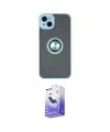 ieg™ iPhone 14 Kılıf Yörünge Çizgi - Siyah Bilvis 5in1 5D Magic Hayalet Cam Ekran Koruyucu